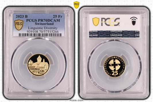 2023 Schweiz Schweizer Sprachenvielfalt 25 Franken Gold 900er PCGS PR70DCAM