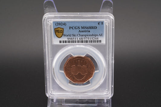2024 Österreich Wir sind Weltmeister - 5 Euro Kupfer PCGS MS68 RD