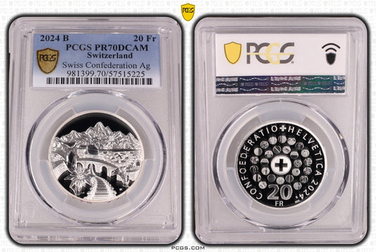 2024 Schweiz Die Schweiz 20 Franken Silber PCGS PR70DCAM Proof Auflage 5.000