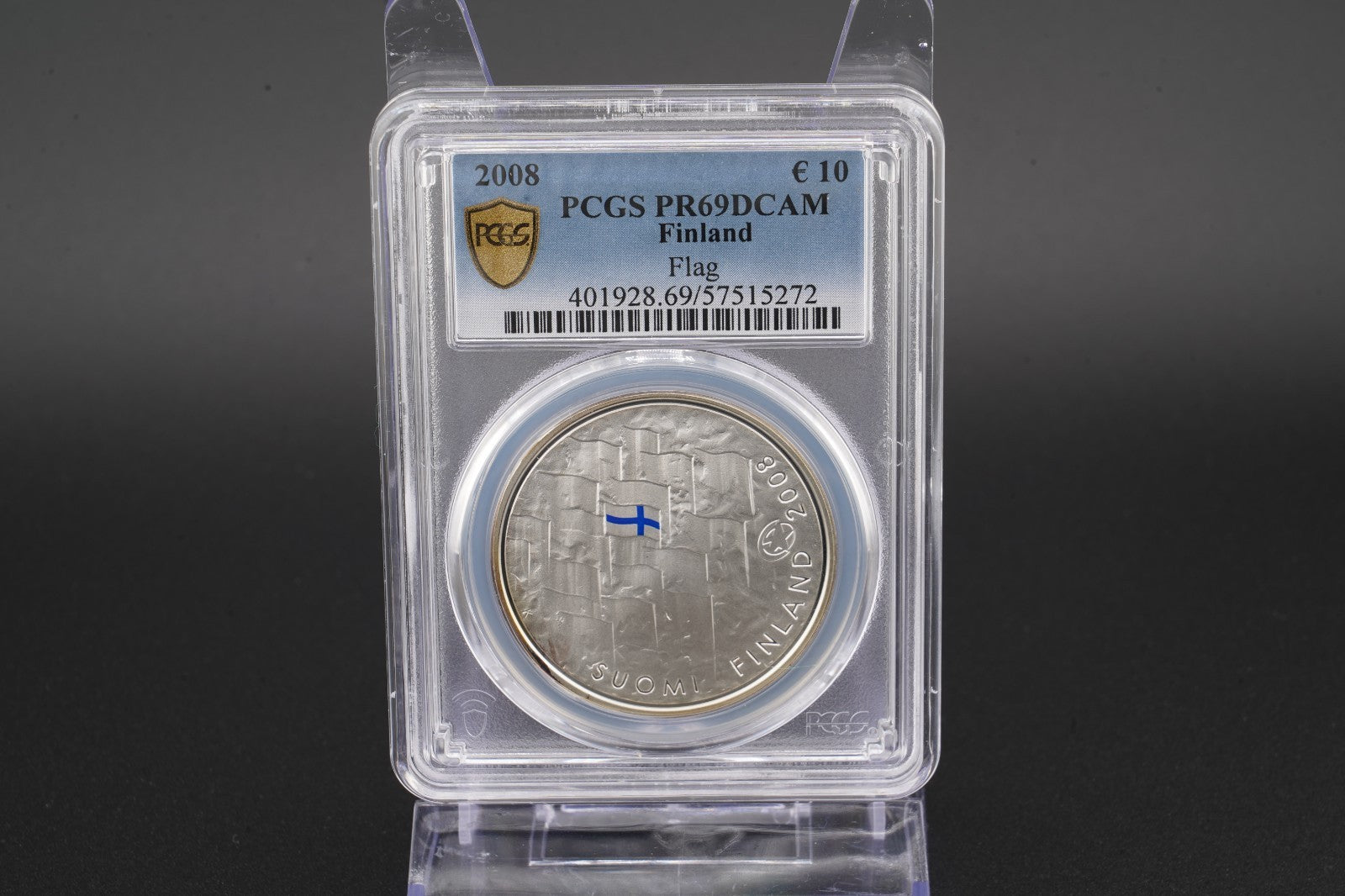 2008 Finnland Flagge 10 Euro Silber 925er PCGS PR69DCAM Proof Auflage 26.000