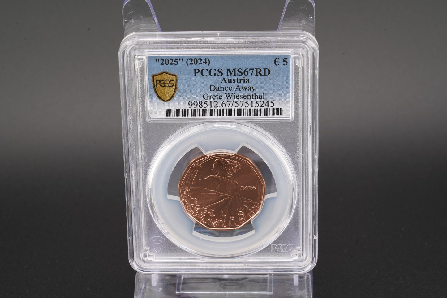 2025 Österreich Tanz dich frei - Grete Wiesenthal 5 Euro Kupfer PCGS MS67 RD