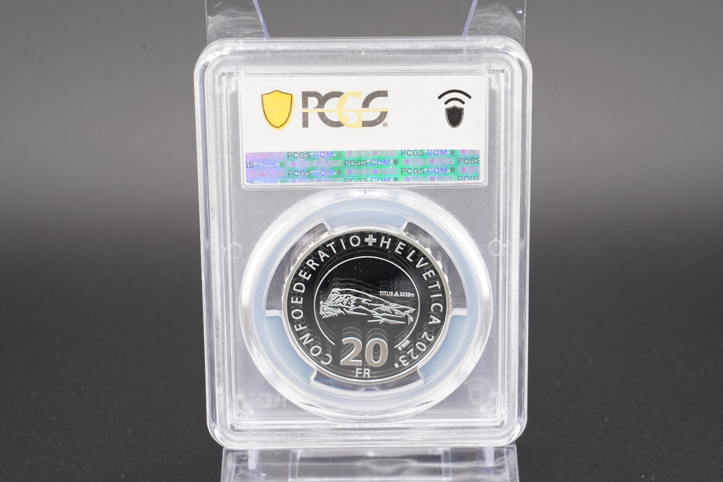 2023 Schweiz Luftseilbahn Titlis 20 Franken Silber PCGS PR70DCAM Aufl. 3.250
