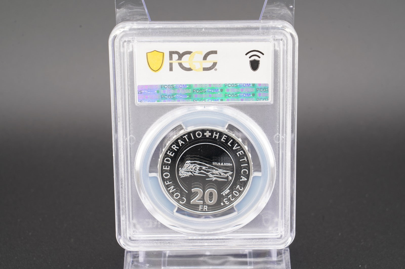 2023 Schweiz Luftseilbahn Titlis 20 Franken Silber PCGS PR70DCAM Aufl. 3.250