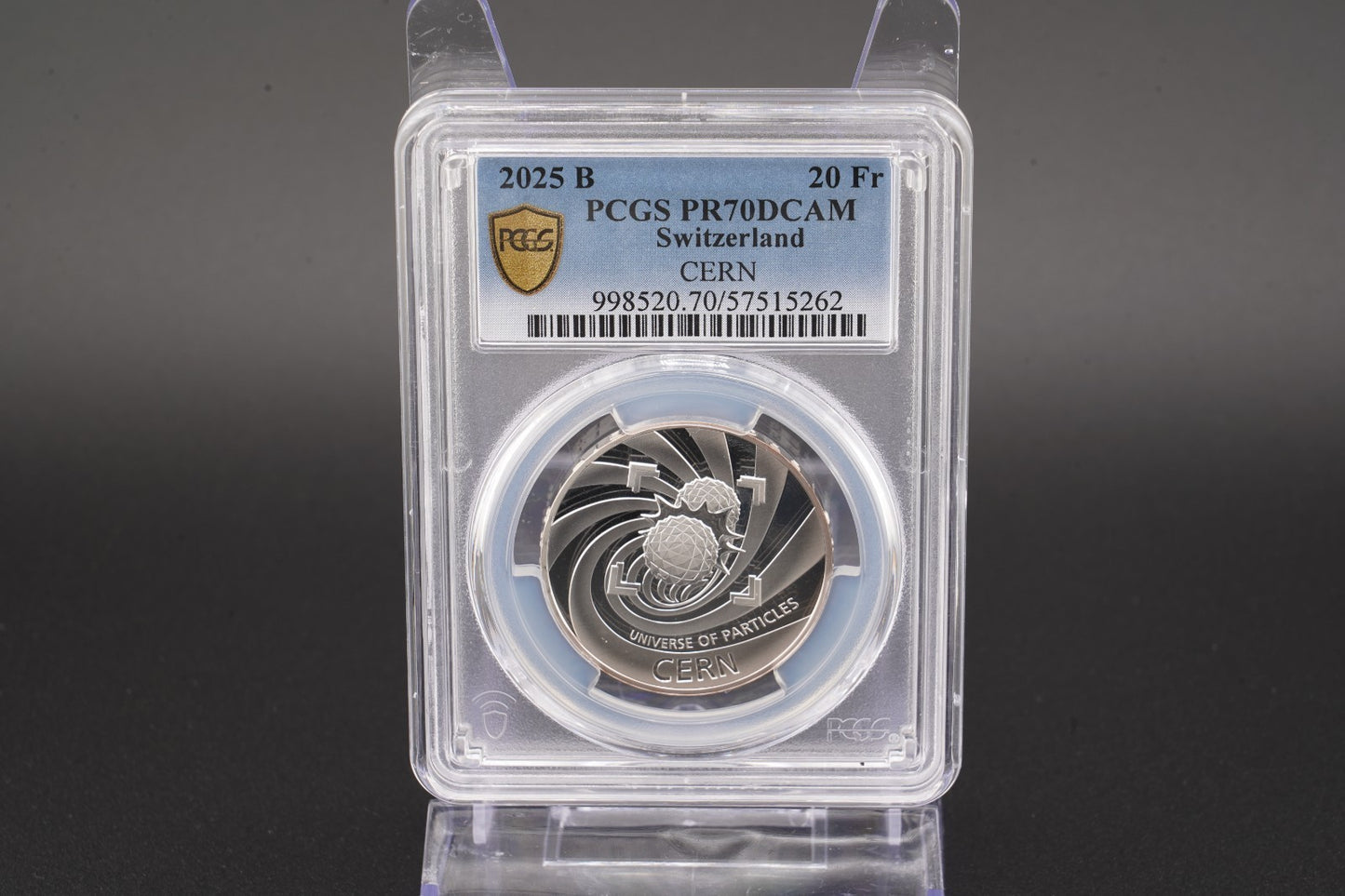 2025 Schweiz CERN 20 Franken Silber PCGS PR70DCAM Auflage 3.500 Proof