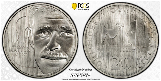 2022 Schweiz Mani Matter 1936-1972 20 Franken Silber PCGS MS70 Auflage 11.000