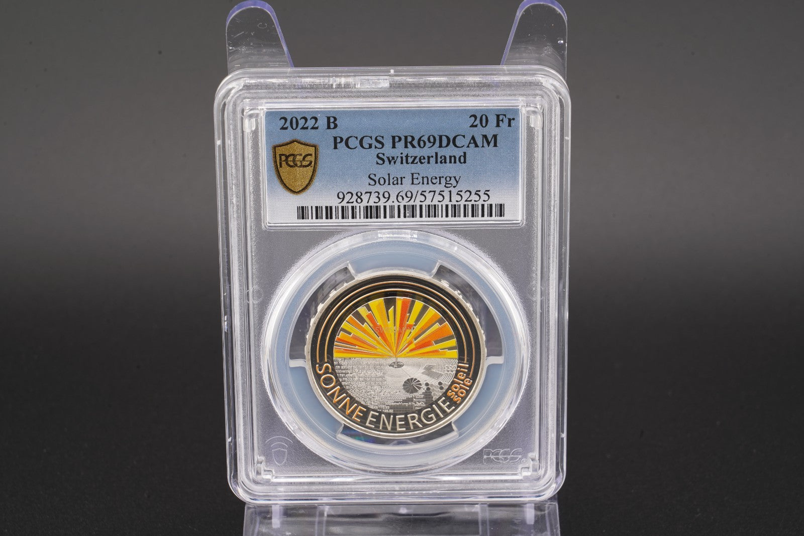 2022 Schweiz Sonnenenergie 20 Franken Silber PCGS PR69DCAM Proof Aufl. 10.000