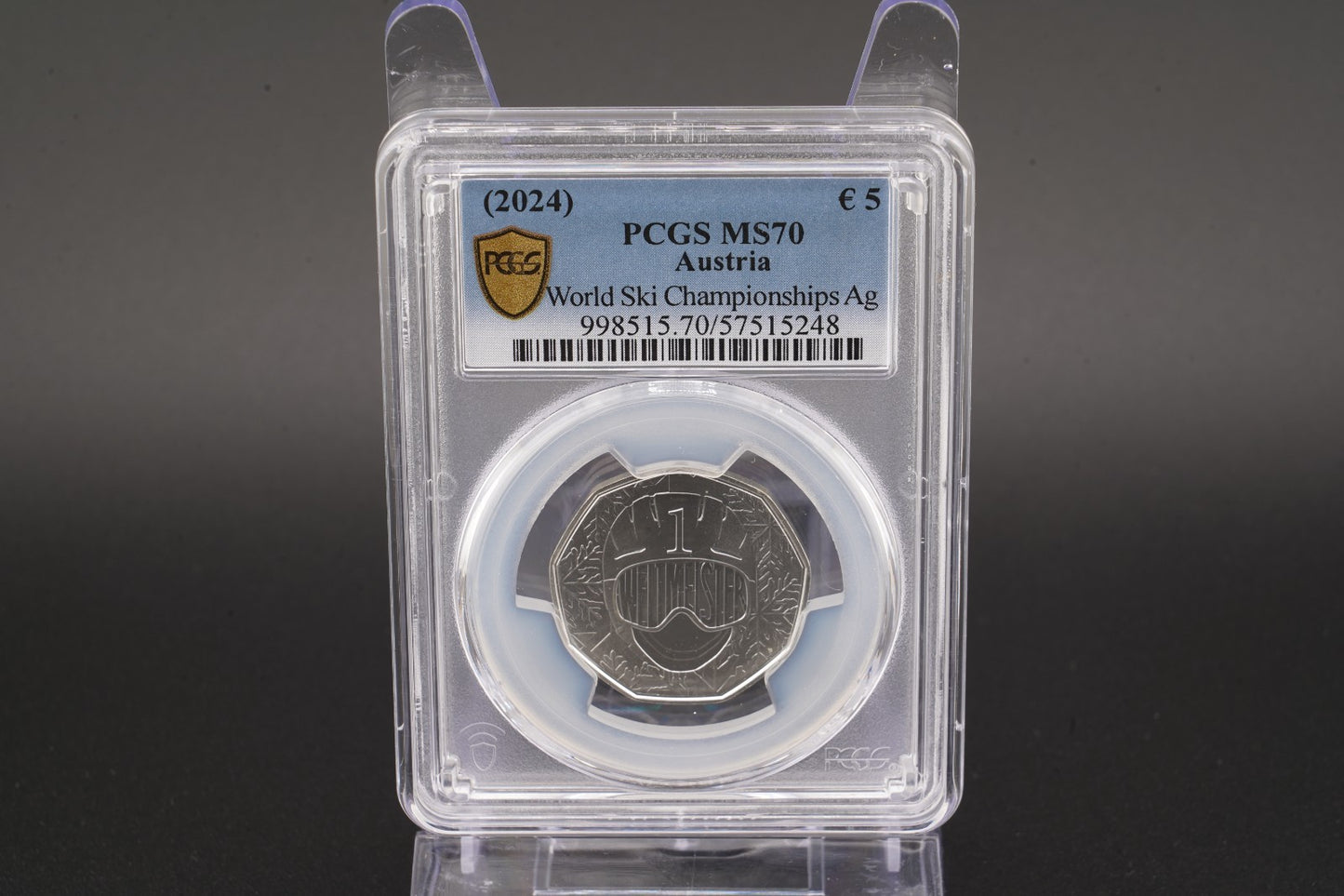 2024 Österreich Wir sind Weltmeister - 5 Euro Silber PCGS MS70