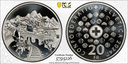 2024 Schweiz Die Schweiz - 20 Franken Silber PCGS MS70 Auflage 7.500 Perfekt