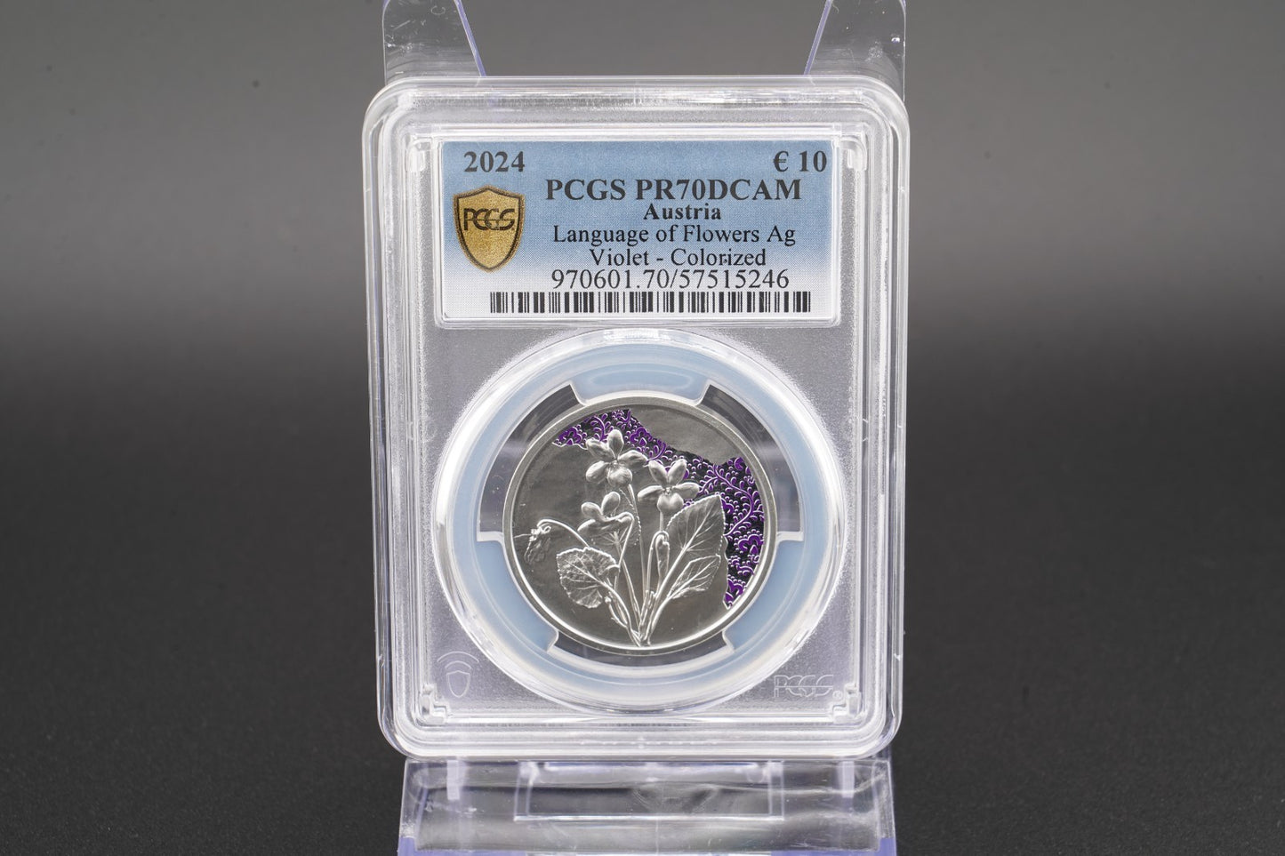 2024 Österreich Veilchen Sprache der Blumen 10 Euro Silber PCGS PR70DCAM Proof