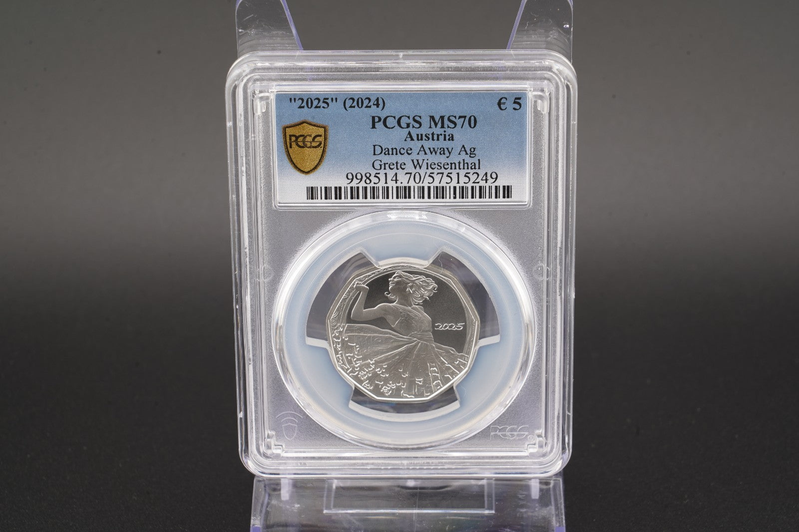 2025 Österreich Tanz dich frei - Grete Wiesenthal 5 Euro Silber PCGS MS70