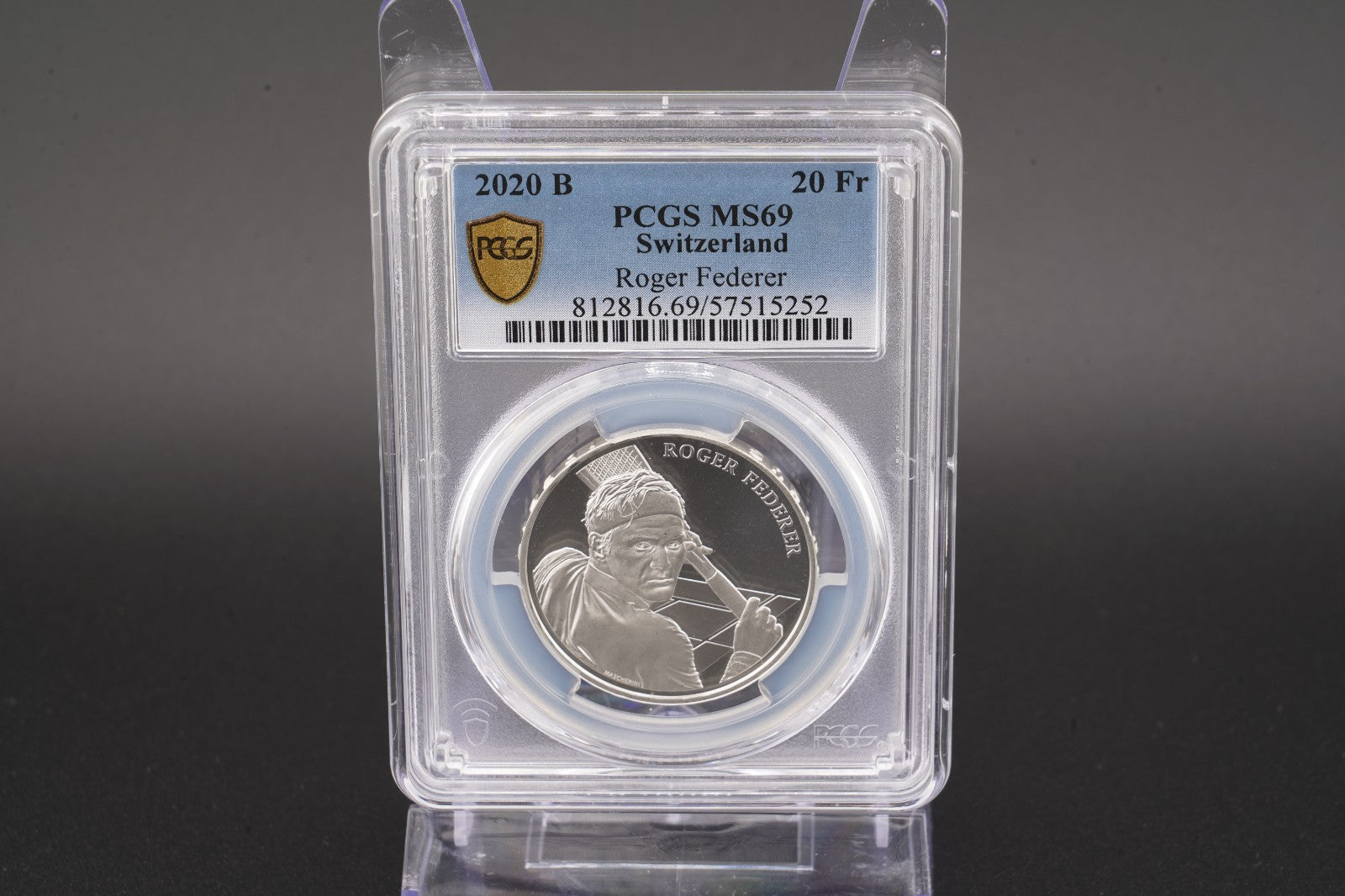 2020 Schweiz Roger Federer 20 Franken Silber PCGS MS69 Auflage 100.000