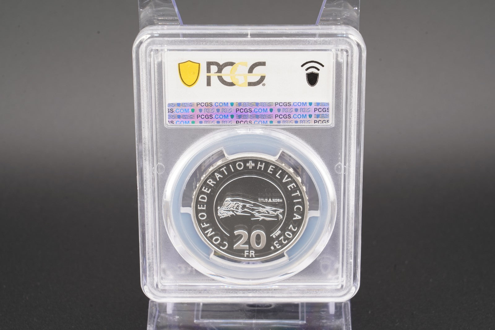 2023 Schweiz Luftseilbahn Titlis 20 Franken Silber PCGS PR69DCAM Aufl. 3.250