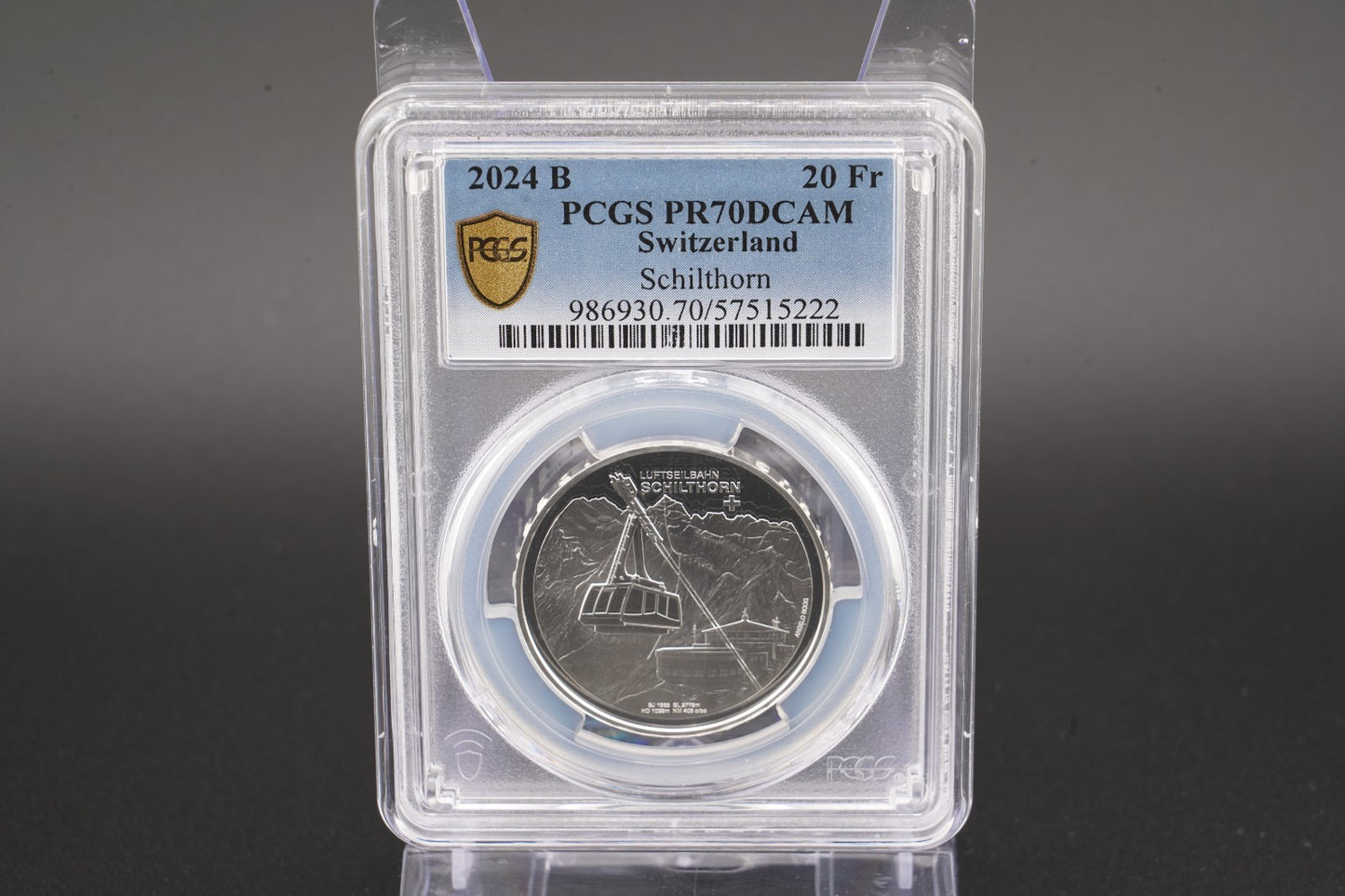 2024 Schweiz Luftseilbahn Schilthorn 20 Franken Silber PCGS PR70DCAM Proof