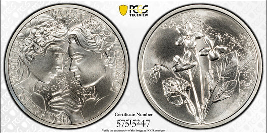2024 Österreich Veilchen Sprache der Blumen 10 Euro Silber PCGS MS70