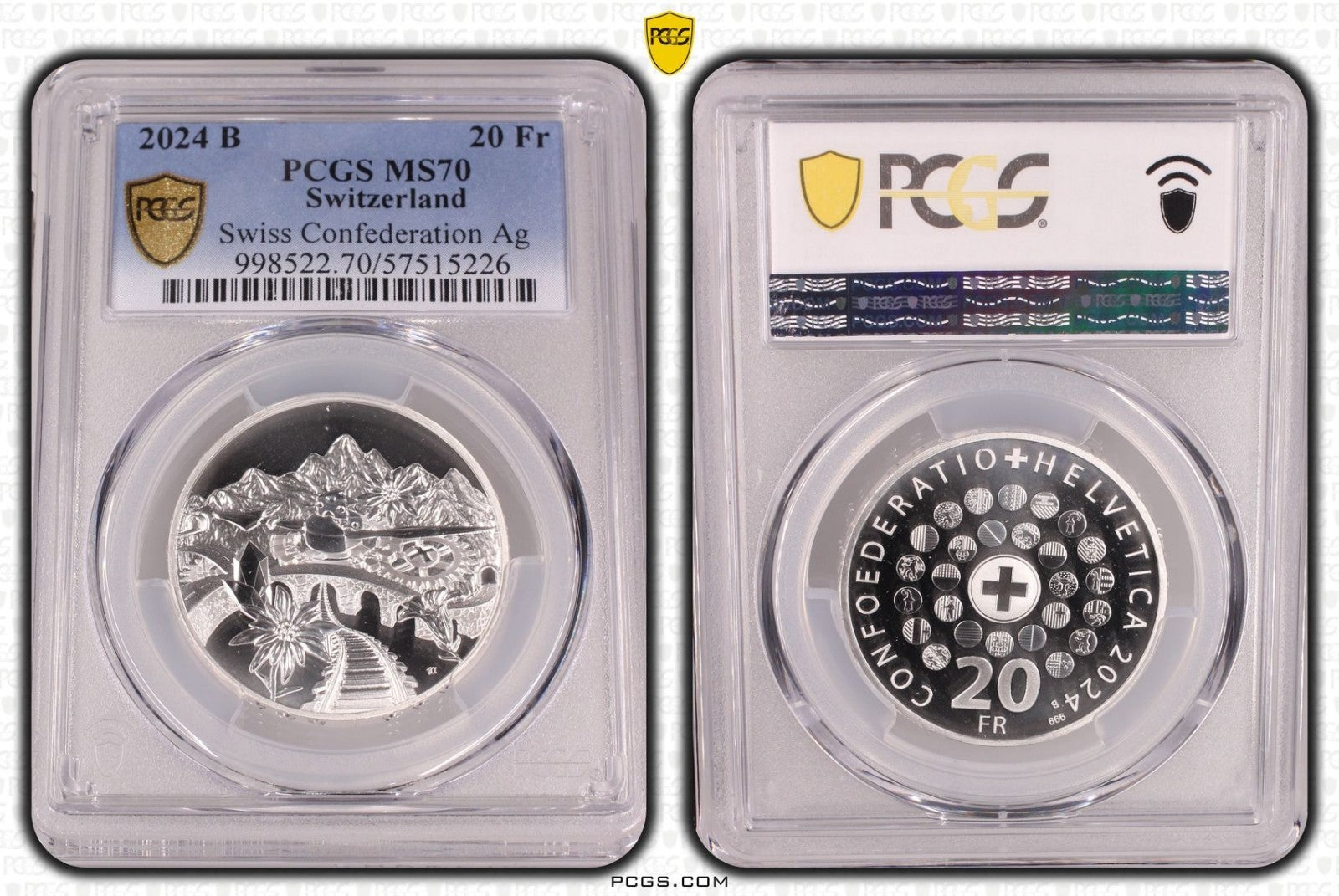2024 Schweiz Die Schweiz - 20 Franken Silber PCGS MS70 Auflage 7.500 Perfekt