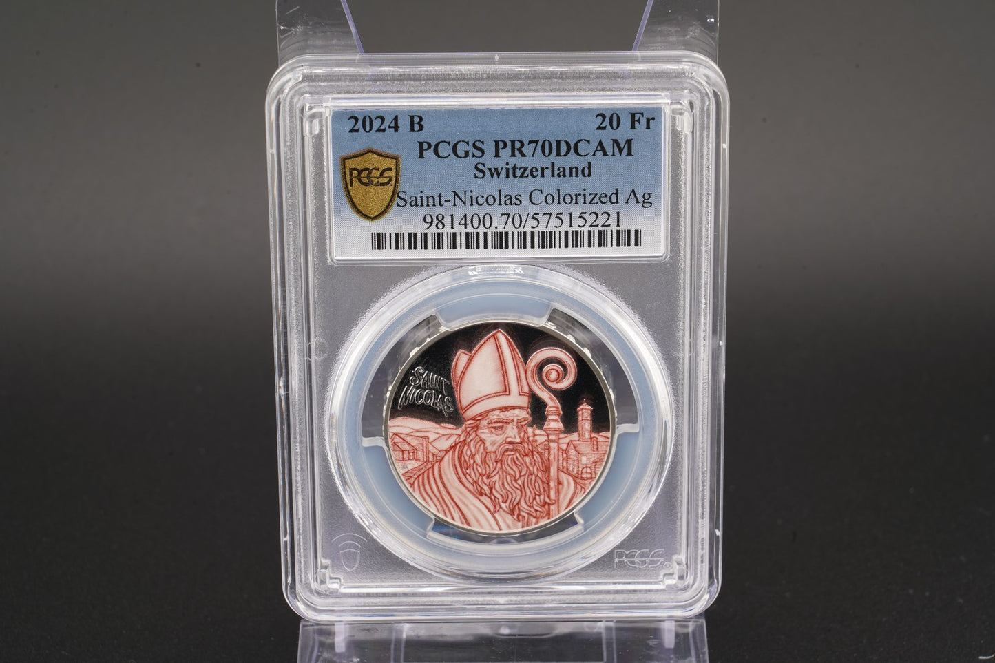 2024 Schweiz St. Nikolaus - 20 Franken Silber PCGS PR70DCAM Proof Aufl. 6.000