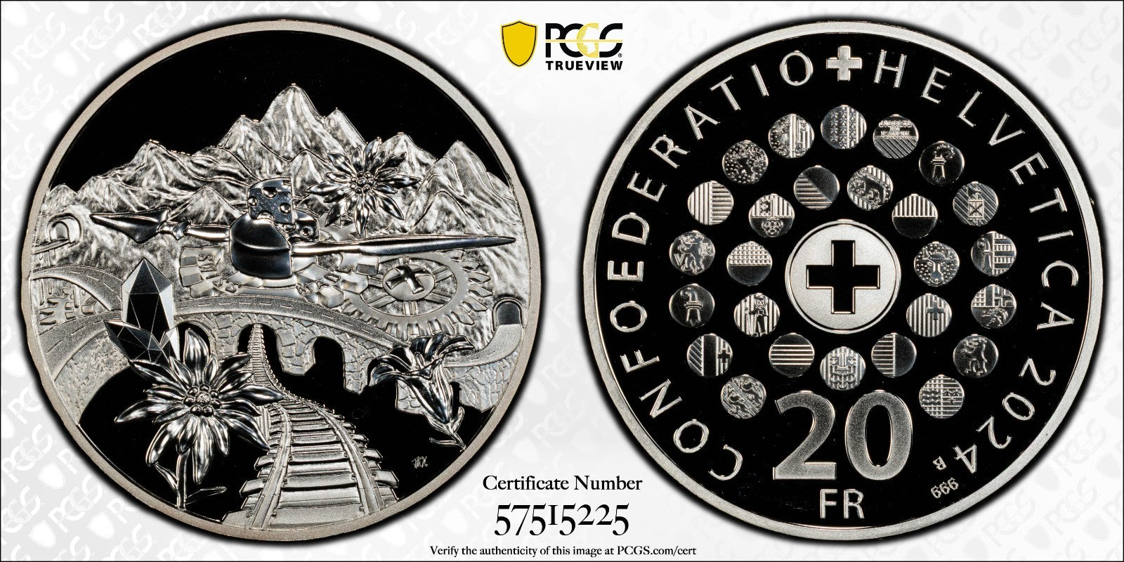 2024 Schweiz Die Schweiz 20 Franken Silber PCGS PR70DCAM Proof Auflage 5.000