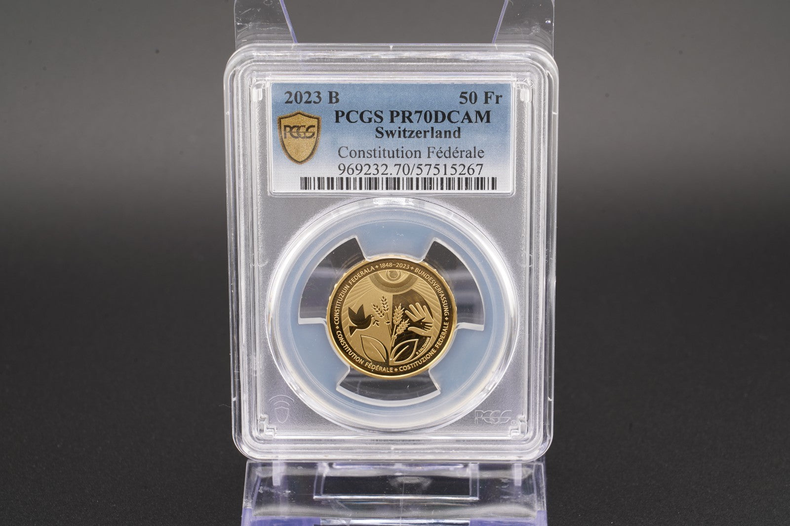 2023 Schweiz 175 J. Bundesverfassung 50 Franken Gold 900er PCGS PR70DCAM Proof