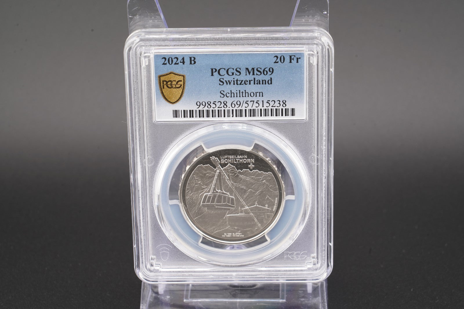 2024 Schweiz Luftseilbahn Schilthorn 20 Franken Silber PCGS MS69 Auflage 5.000
