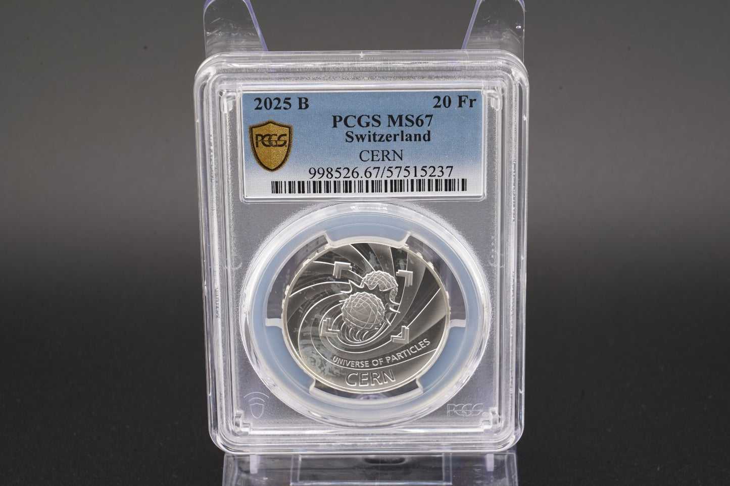 2025 Schweiz CERN 20 Franken Silber PCGS MS67 Auflage 7.500