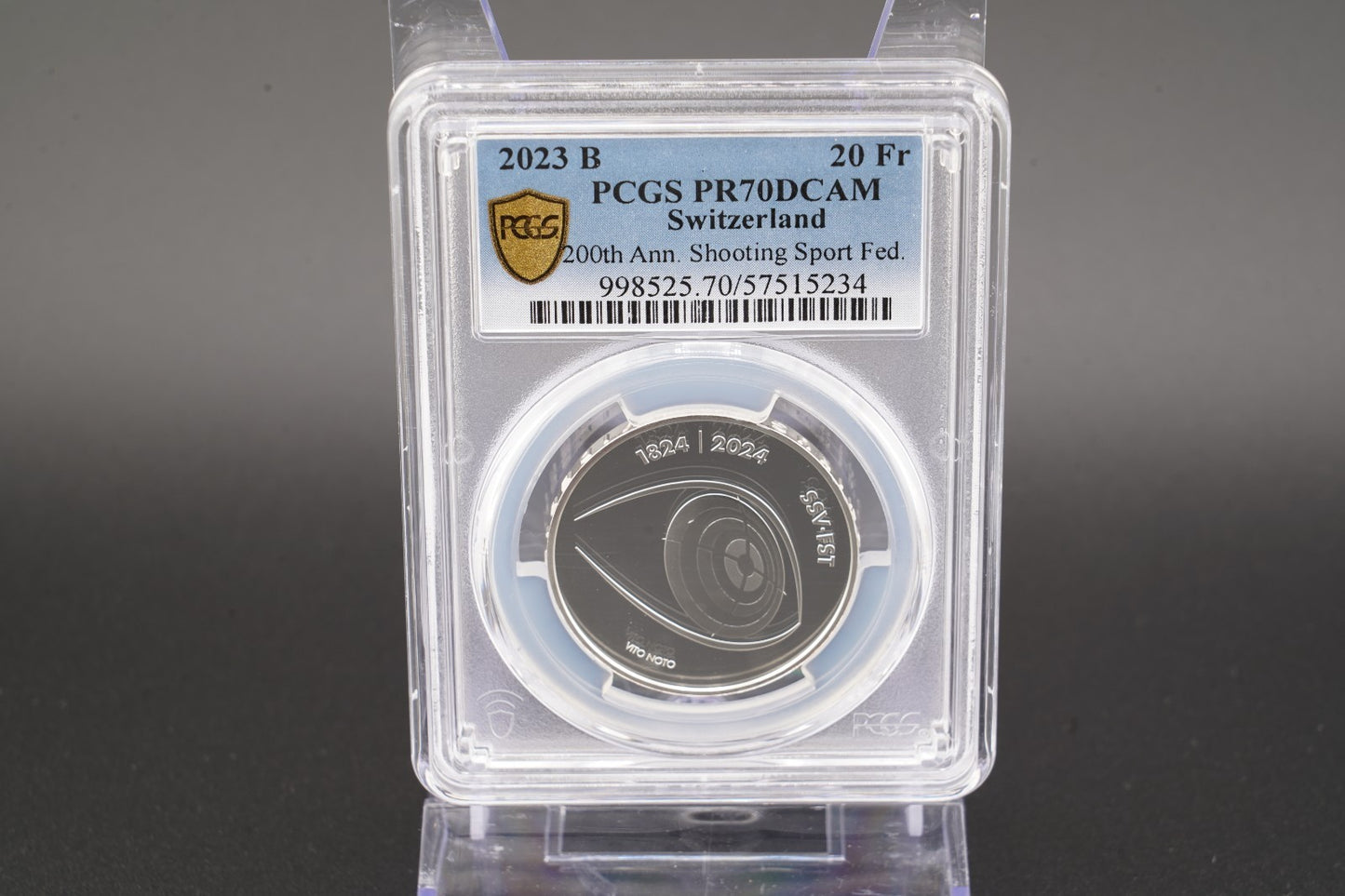 2023 Schweiz 200 Jahre Schiesssportverband 20 Franken Silber PCGS PR70DCAM
