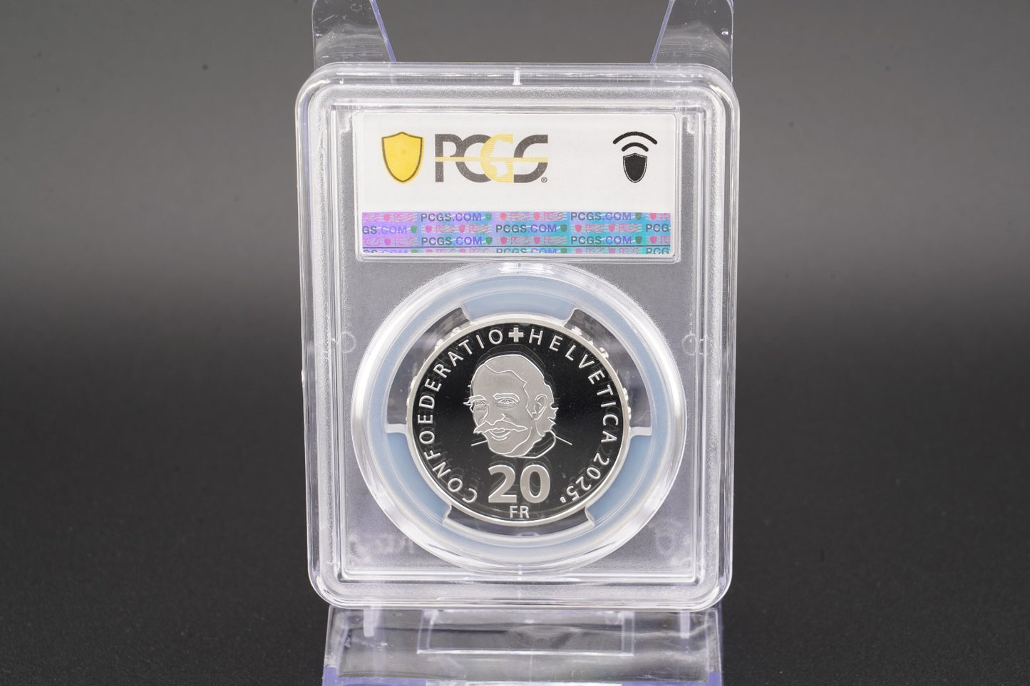 2025 Schweiz Jean Tinguely 20 Franken Silber PCGS MS69DCAM Auflage 7.500
