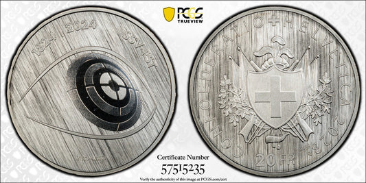 2023 Schweiz 200 Jahre Schiesssportverband 20 Franken Silber PCGS MS69 Auf 15000