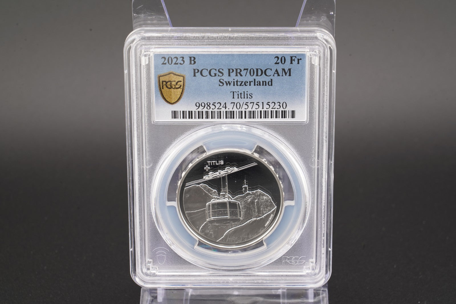 2023 Schweiz Luftseilbahn Titlis 20 Franken Silber PCGS PR70DCAM Aufl. 3.250