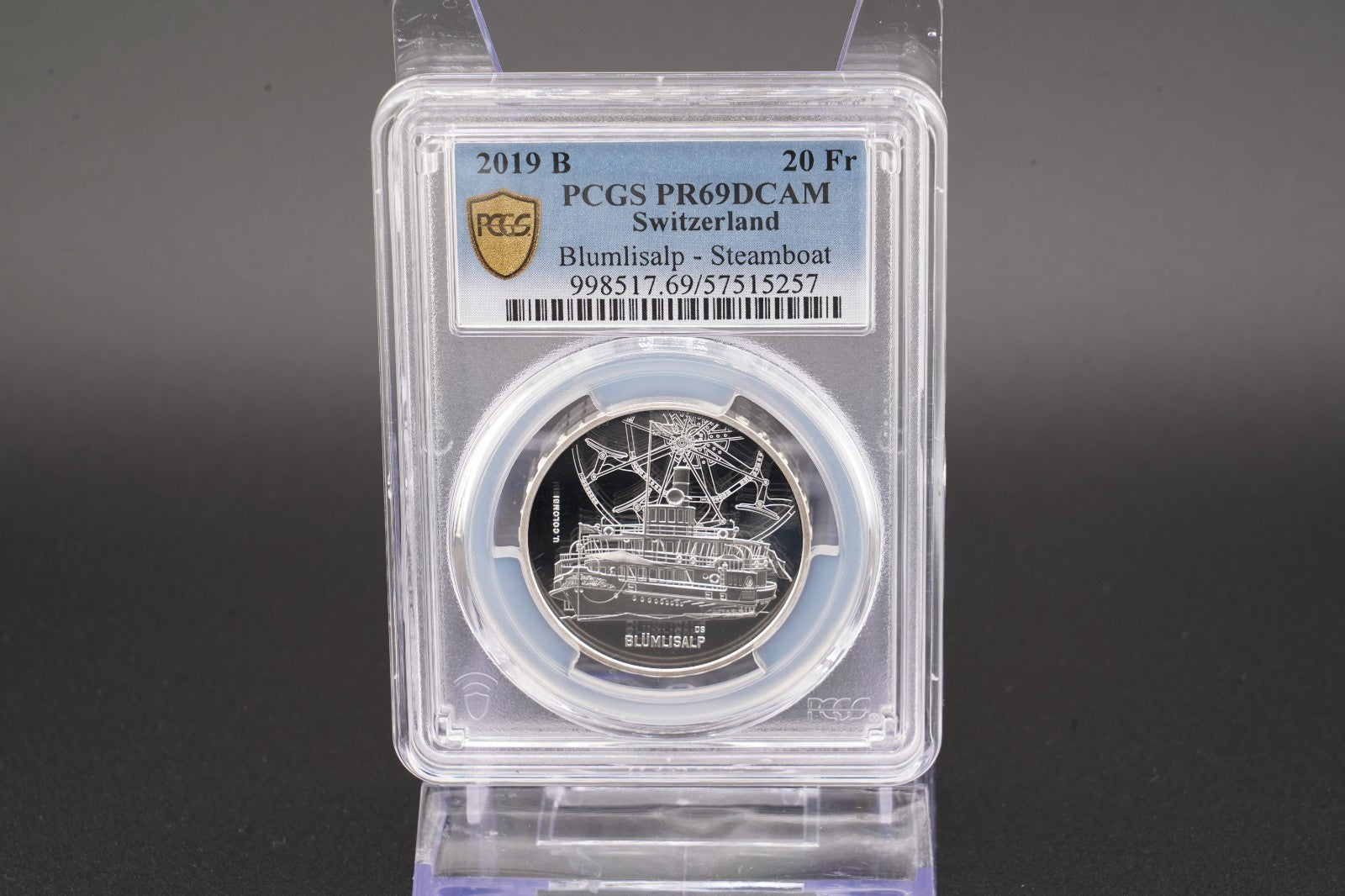 2019 Schweiz Blümlisalp Dampfschiff 20 Franken Silber PCGS PR69DCAM Proof