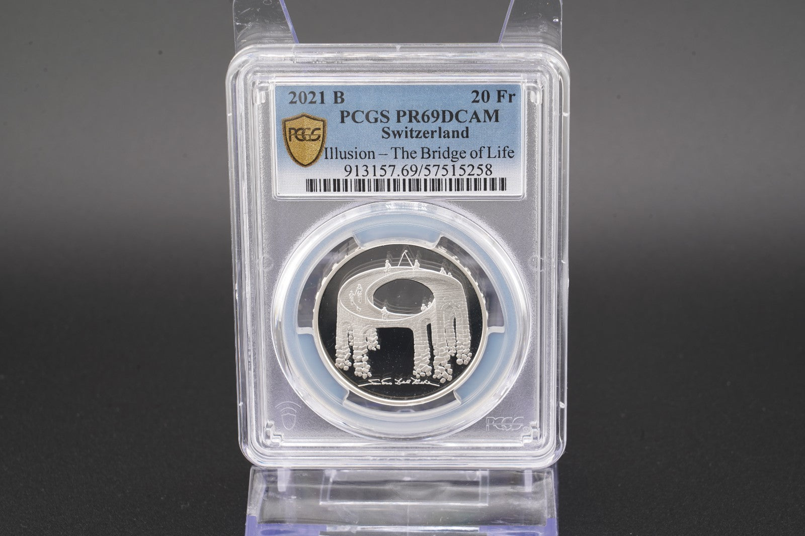 2021 Schweiz Illusion Viadukt des Lebens 20 Franken Silber PCGS PR69DCAM Proof