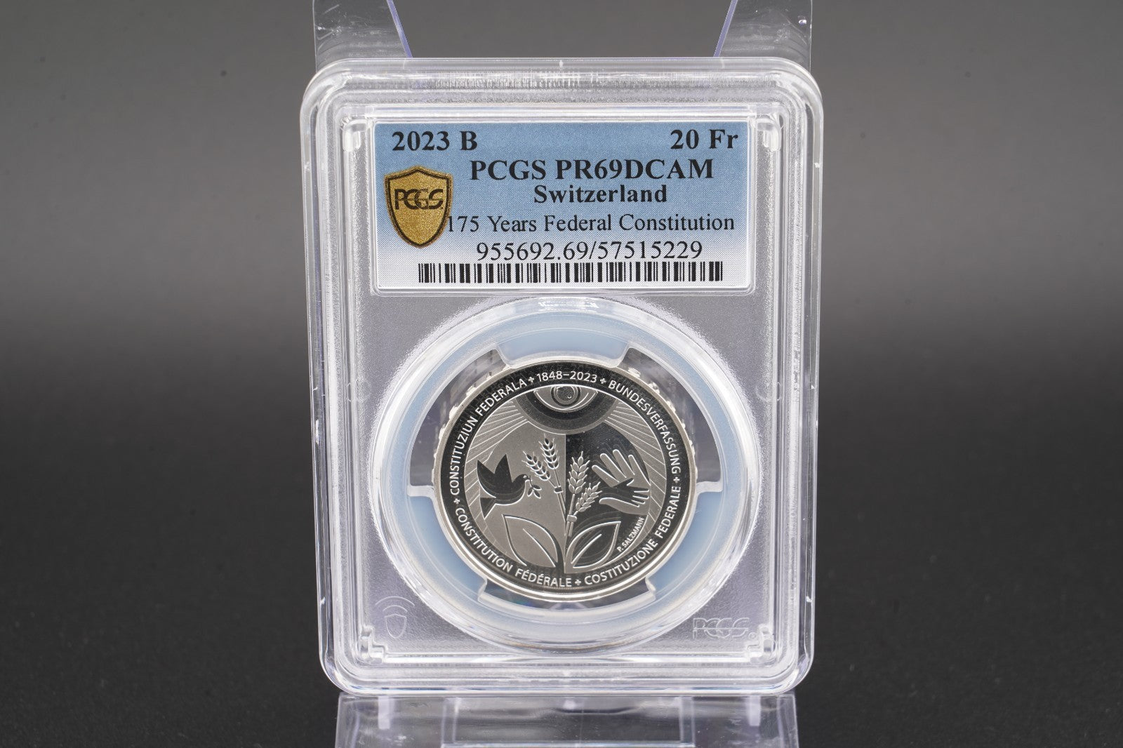 2023 Schweiz 175 J. Bundesverfassung 20 Franken Silber PCGS PR69DCAM Aufl. 4.250