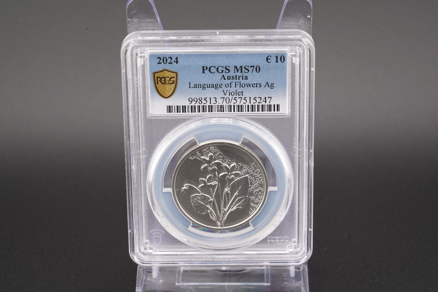 2024 Österreich Veilchen Sprache der Blumen 10 Euro Silber PCGS MS70