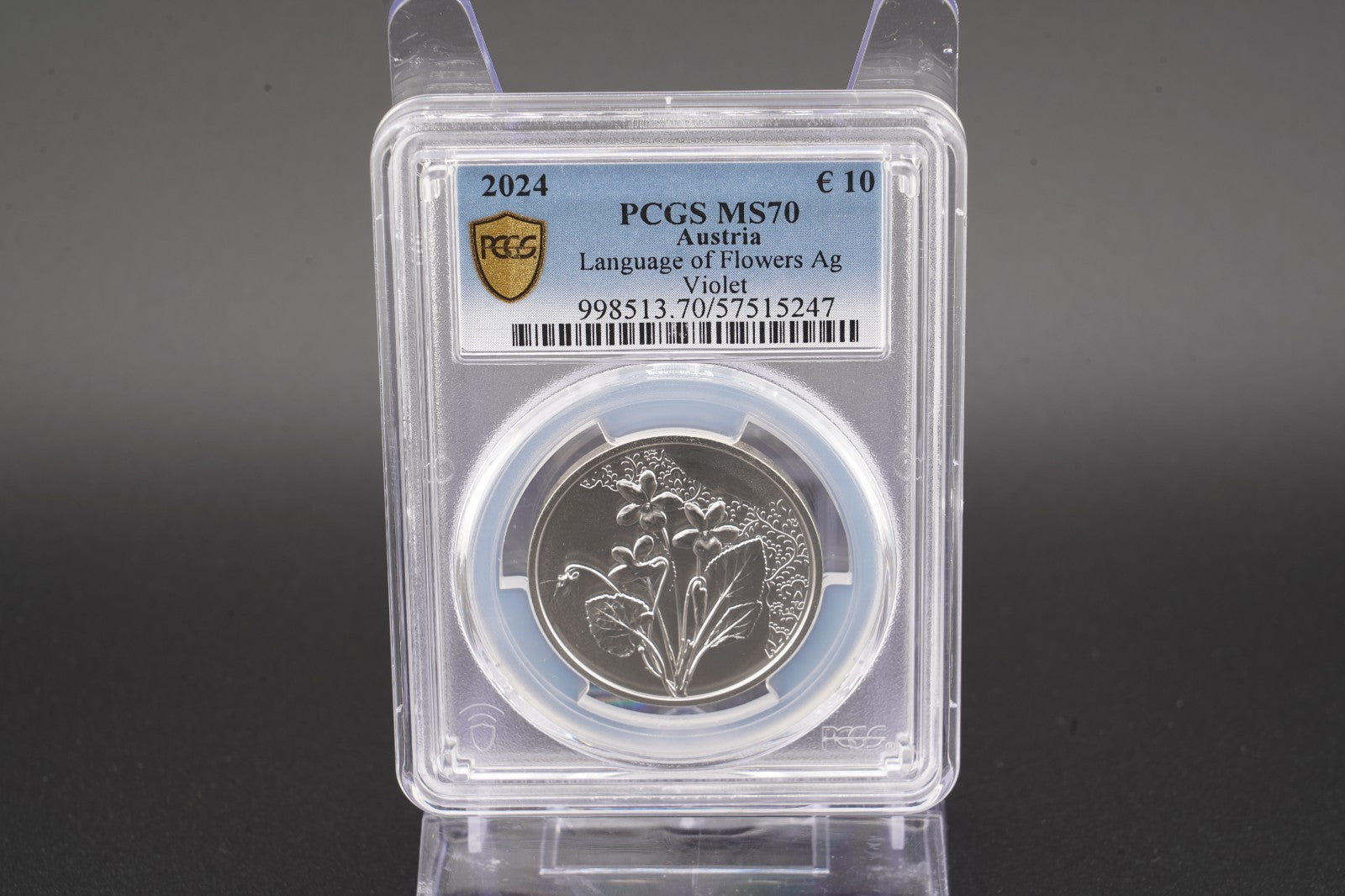 2024 Österreich Veilchen Sprache der Blumen 10 Euro Silber PCGS MS70