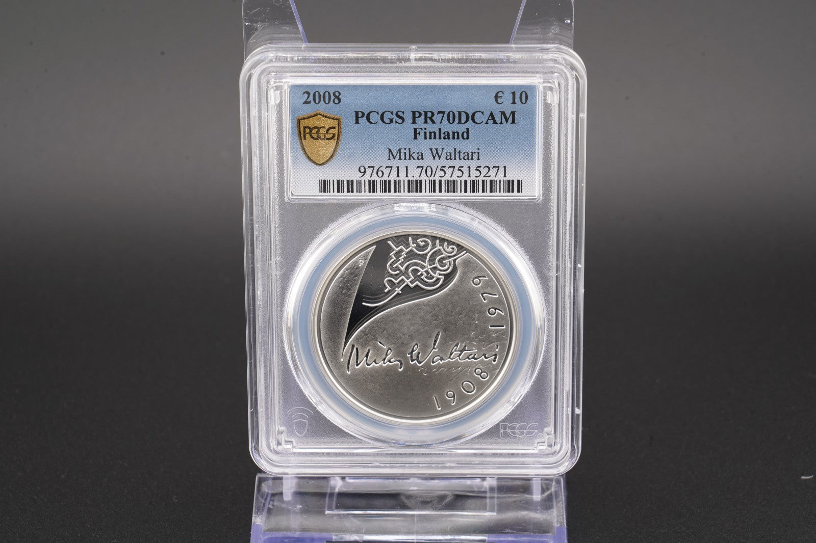 2008 Finnland Mika Waltari 10 Euro Silber 925 PCGS PR70DCAM Proof Auflage 15.000