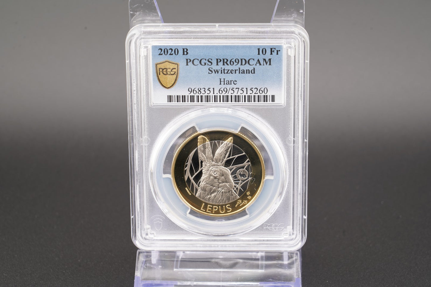 2020 Schweiz Hase Lepus Hare 10 Franken Bimetall PCGSPR69DCAM Auflage 5.500