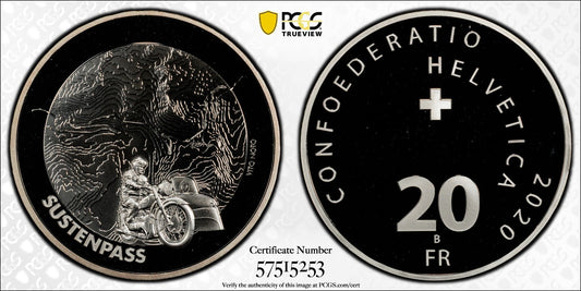 2020 Schweiz Sustenpass 20 Franken Silber PCGS PR69DCAM Proof Auflage 5.000